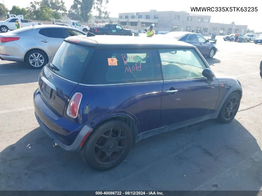 2005 Mini Cooper VIN: WMWRC335X5TK63235 Lot: 40086722