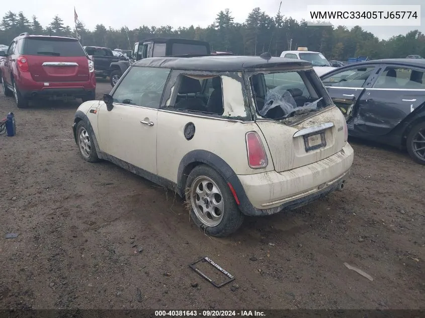 2005 Mini Cooper VIN: WMWRC33405TJ65774 Lot: 40381643