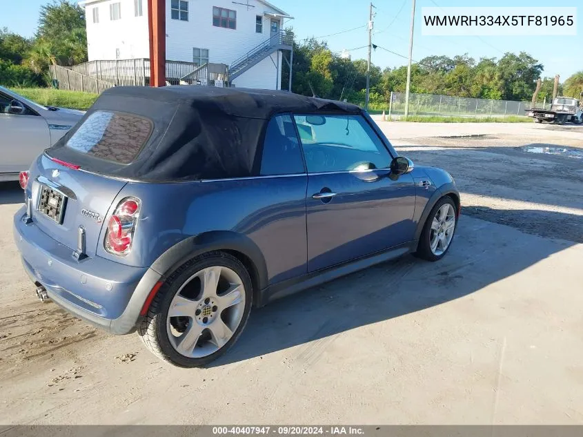 2005 Mini Cooper S VIN: WMWRH334X5TF81965 Lot: 40407947