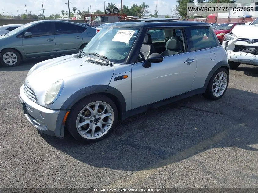 2005 Mini Cooper VIN: WMWRC33475TC57659 Lot: 40725297