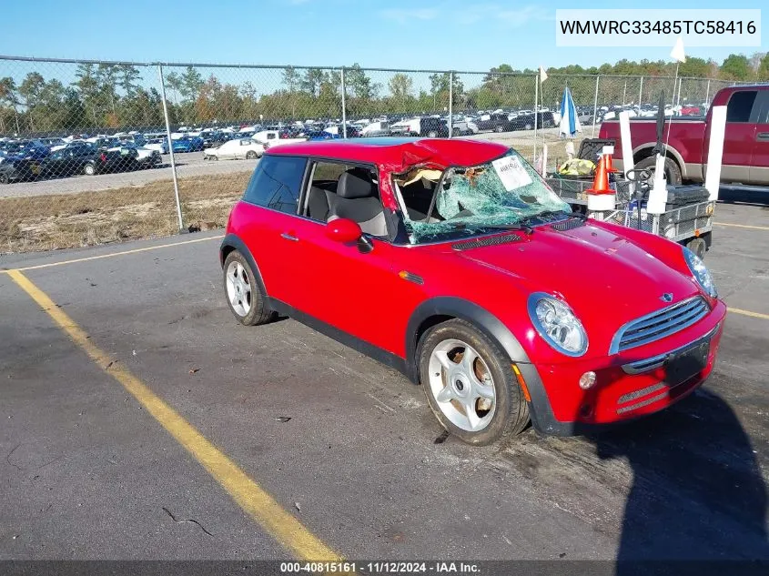 2005 Mini Cooper VIN: WMWRC33485TC58416 Lot: 40815161