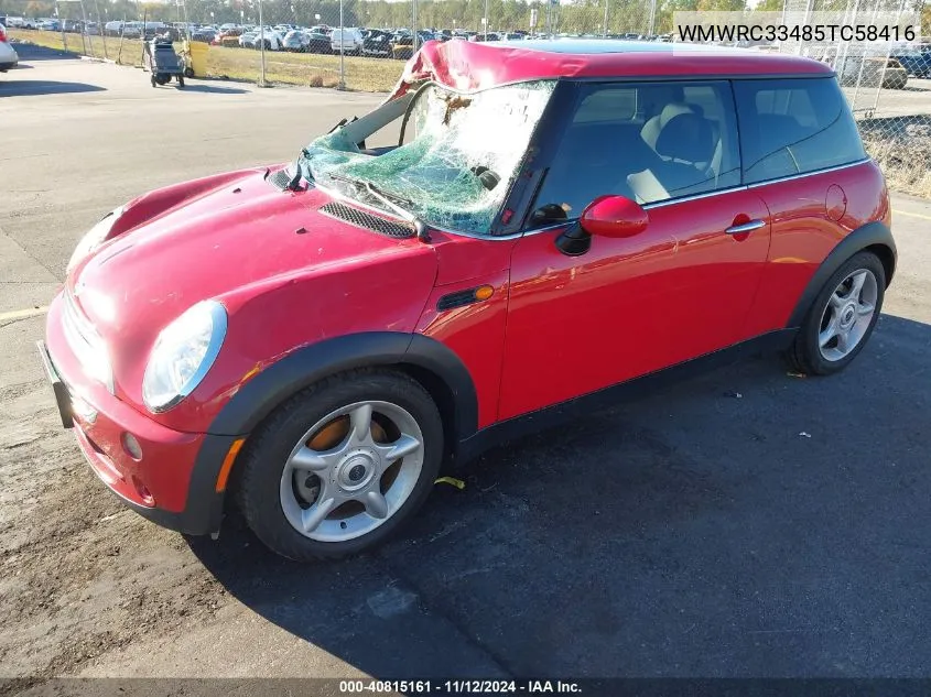 2005 Mini Cooper VIN: WMWRC33485TC58416 Lot: 40815161