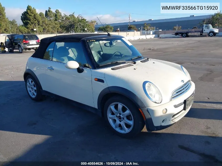 2006 Mini Cooper VIN: WMWRF33566TG15920 Lot: 40554626