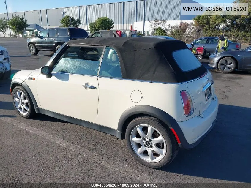 2006 Mini Cooper VIN: WMWRF33566TG15920 Lot: 40554626