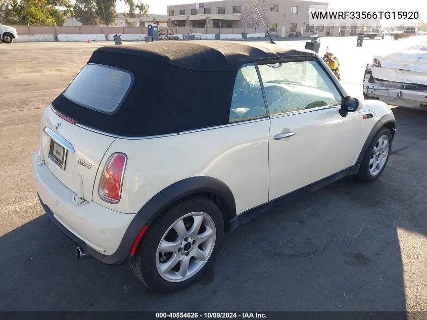 2006 Mini Cooper VIN: WMWRF33566TG15920 Lot: 40554626