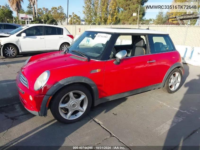 2006 Mini Cooper VIN: WMWRC33516TK72648 Lot: 40744385