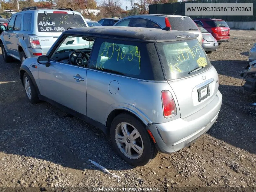 2006 Mini Cooper Hardtop Base (M5) VIN: WMWRC33586TK70363 Lot: 40767601