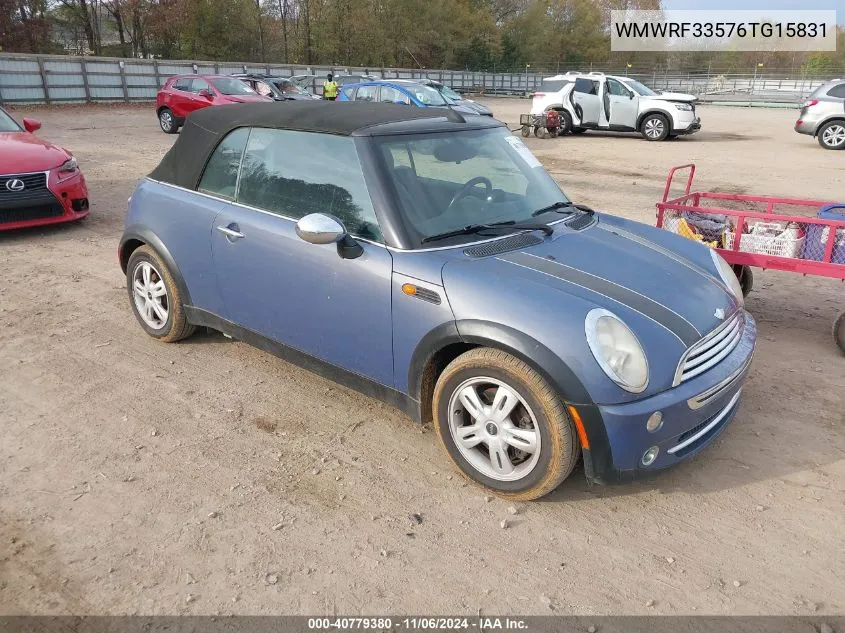 2006 Mini Cooper VIN: WMWRF33576TG15831 Lot: 40779380