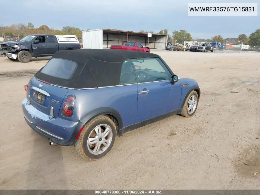 2006 Mini Cooper VIN: WMWRF33576TG15831 Lot: 40779380