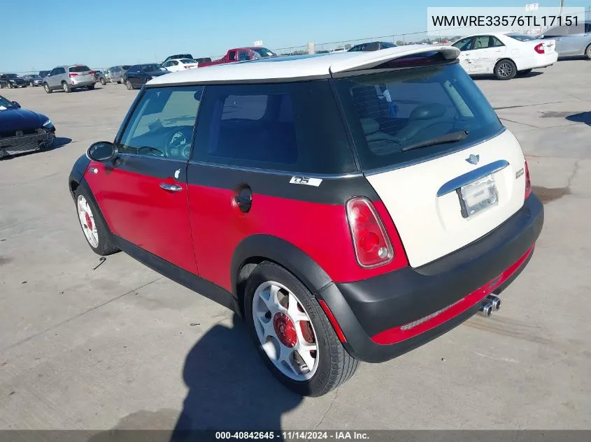 2006 Mini Cooper S VIN: WMWRE33576TL17151 Lot: 40842645