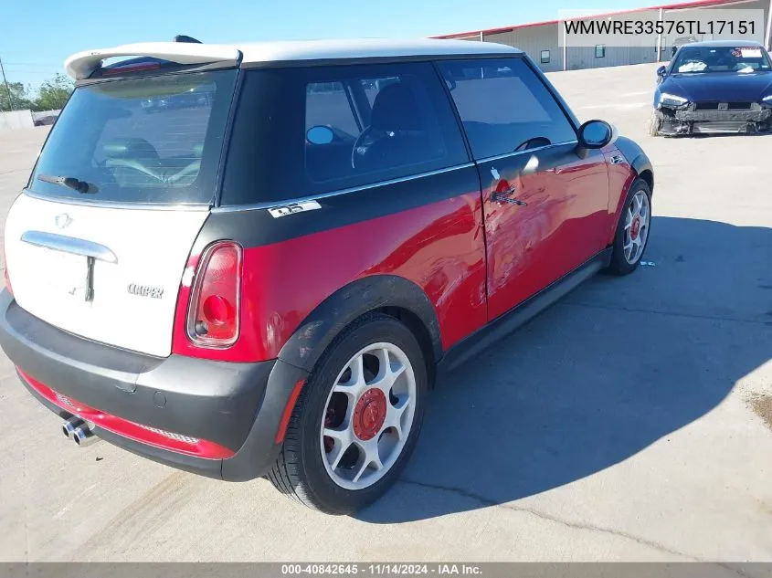 2006 Mini Cooper S VIN: WMWRE33576TL17151 Lot: 40842645