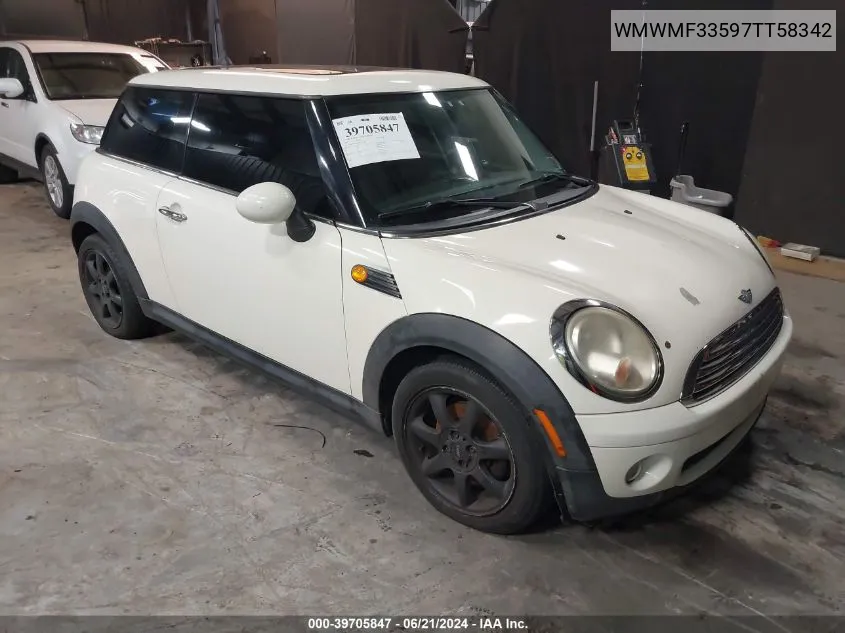 2007 Mini Cooper VIN: WMWMF33597TT58342 Lot: 39705847