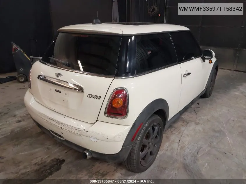 2007 Mini Cooper VIN: WMWMF33597TT58342 Lot: 39705847