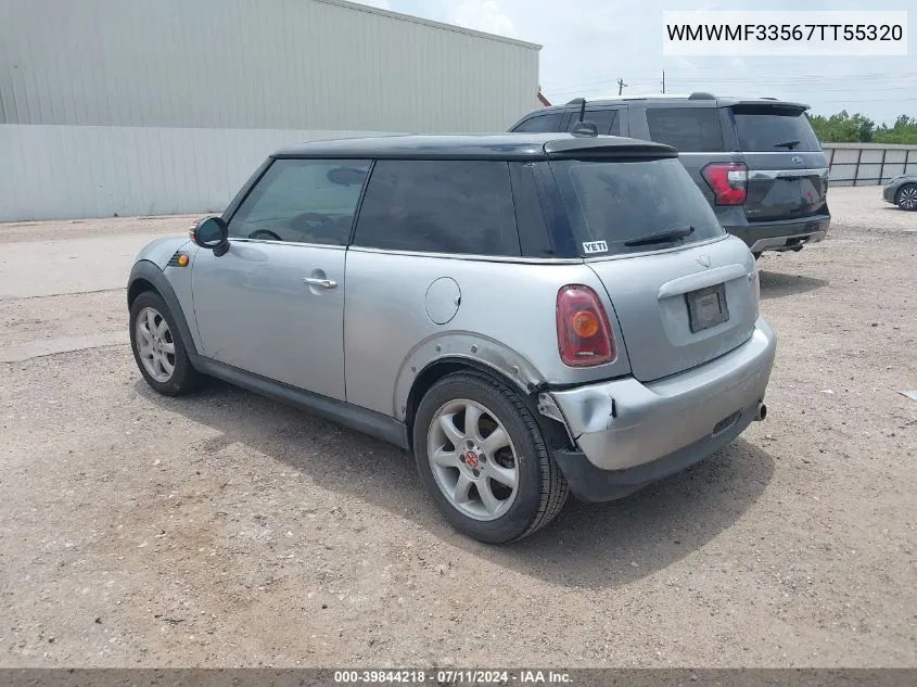 2007 Mini Cooper VIN: WMWMF33567TT55320 Lot: 39844218