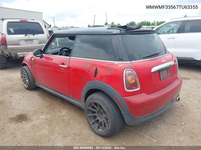 2007 Mini Cooper VIN: WMWMF33567TU63355 Lot: 40064862