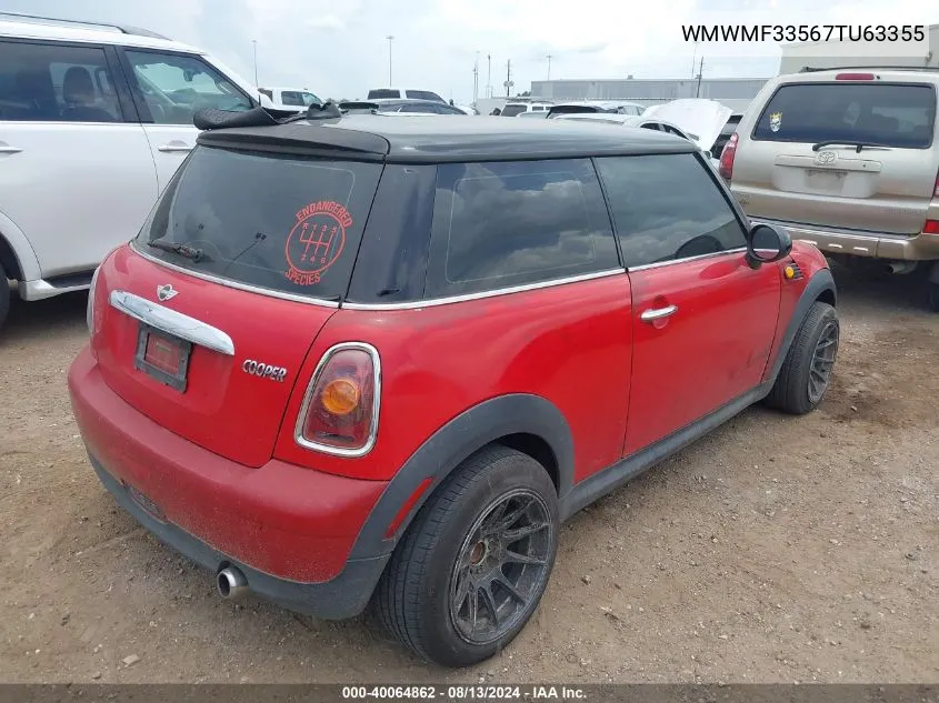 2007 Mini Cooper VIN: WMWMF33567TU63355 Lot: 40064862