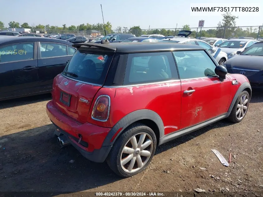 2007 Mini Cooper S VIN: WMWMF73517TT80228 Lot: 40242379