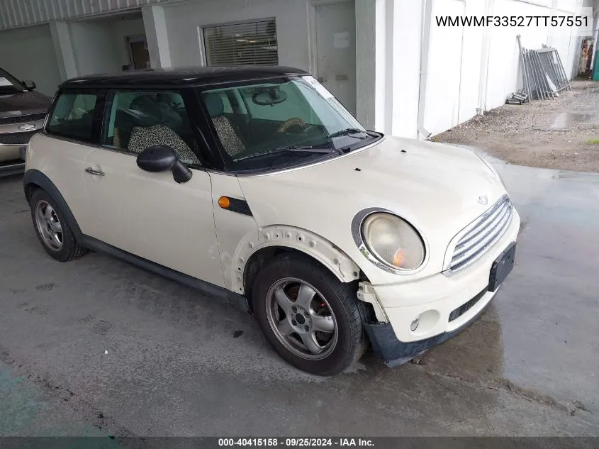 2007 Mini Cooper VIN: WMWMF33527TT57551 Lot: 40415158