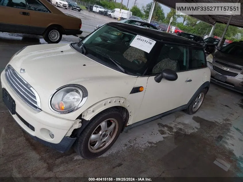 2007 Mini Cooper VIN: WMWMF33527TT57551 Lot: 40415158