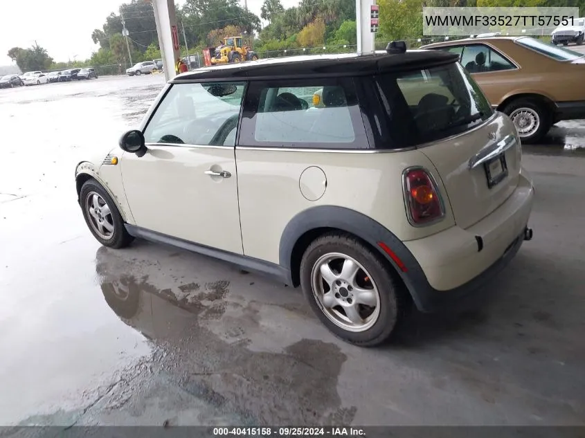 2007 Mini Cooper VIN: WMWMF33527TT57551 Lot: 40415158