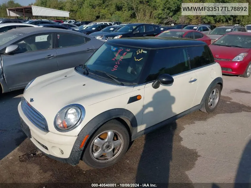 2007 Mini Cooper VIN: WMWMF33517TL78892 Lot: 40540001