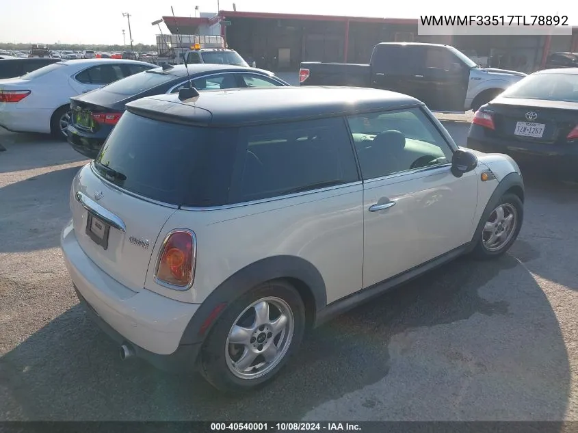 2007 Mini Cooper VIN: WMWMF33517TL78892 Lot: 40540001