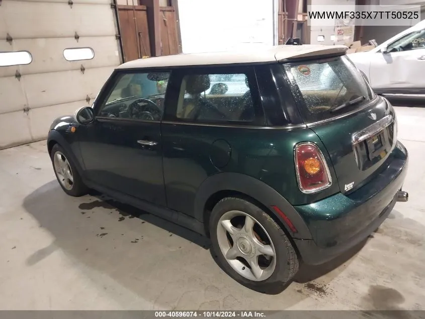 2007 Mini Cooper VIN: WMWMF335X7TT50525 Lot: 40596074