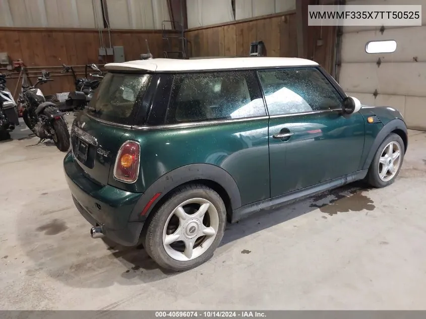 2007 Mini Cooper VIN: WMWMF335X7TT50525 Lot: 40596074