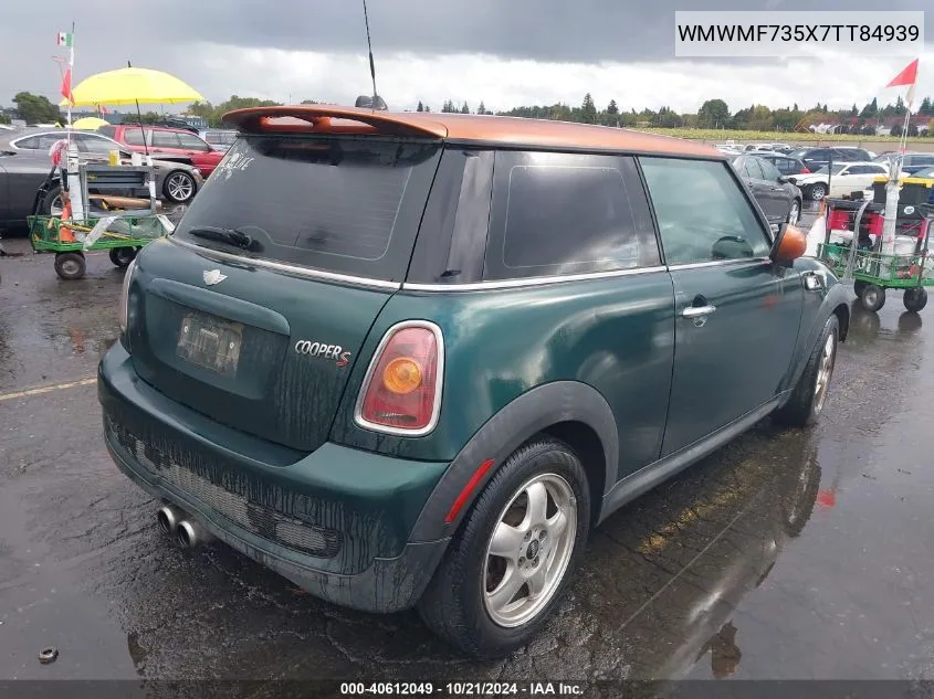 2007 Mini Cooper S VIN: WMWMF735X7TT84939 Lot: 40612049