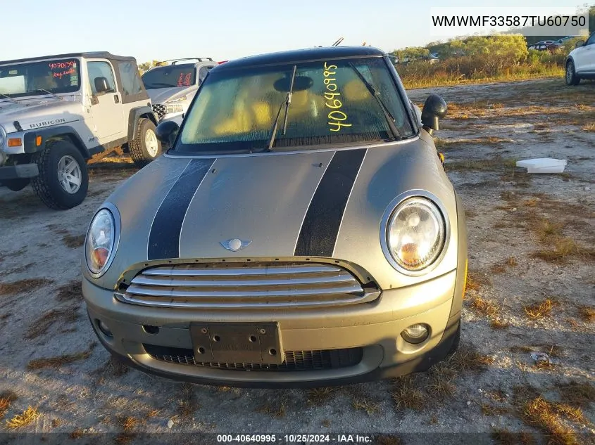 2007 Mini Cooper Hardtop Base (M6) VIN: WMWMF33587TU60750 Lot: 40640995