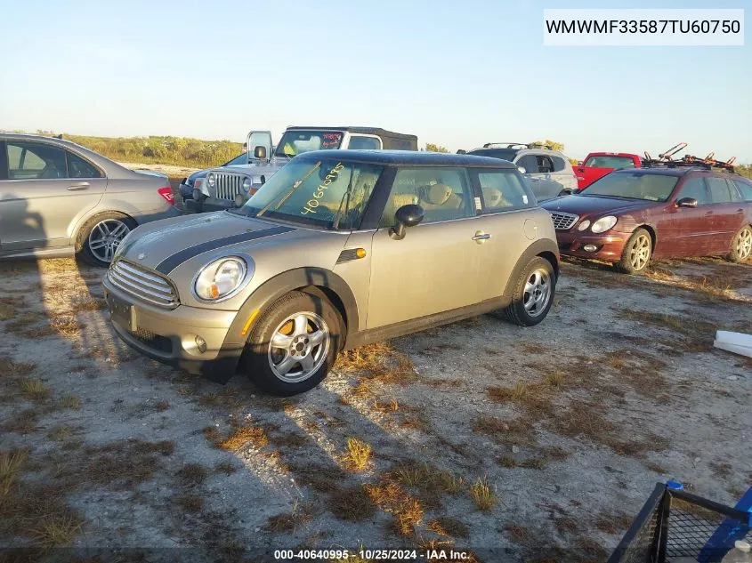 2007 Mini Cooper Hardtop Base (M6) VIN: WMWMF33587TU60750 Lot: 40640995