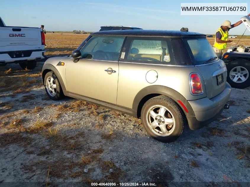 2007 Mini Cooper Hardtop Base (M6) VIN: WMWMF33587TU60750 Lot: 40640995