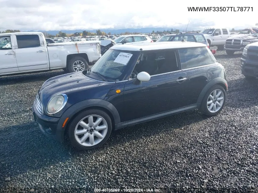 2007 Mini Cooper Hardtop Base (M6) VIN: WMWMF33507TL78771 Lot: 40705069