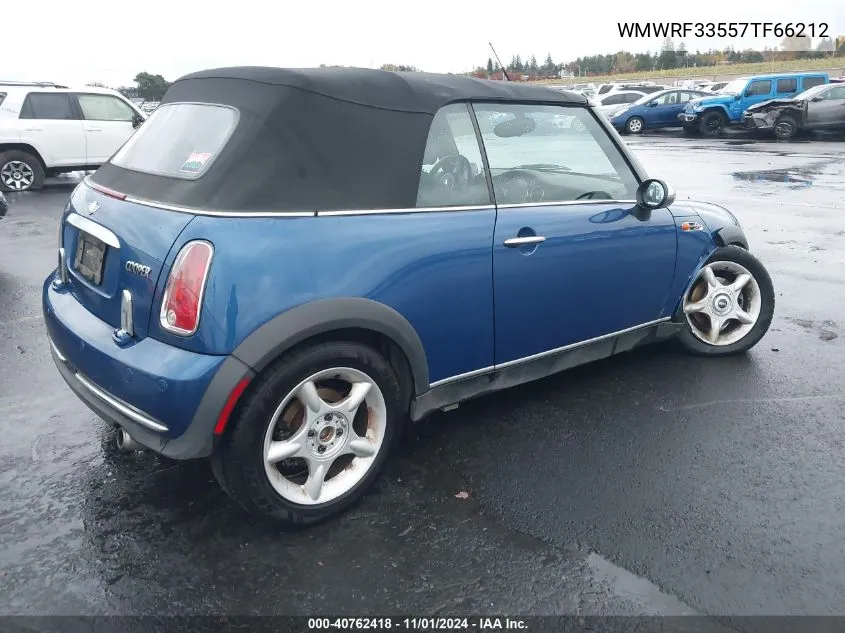 2007 Mini Cooper VIN: WMWRF33557TF66212 Lot: 40762418