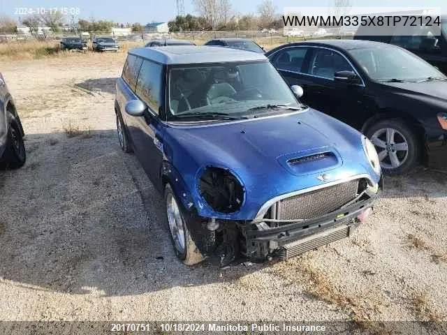 2008 Mini Cooper S Clubman VIN: WMWMM335X8TP72124 Lot: 20170751