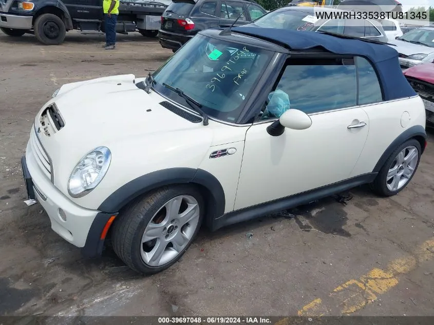 2008 Mini Cooper S VIN: WMWRH33538TU81345 Lot: 39697048