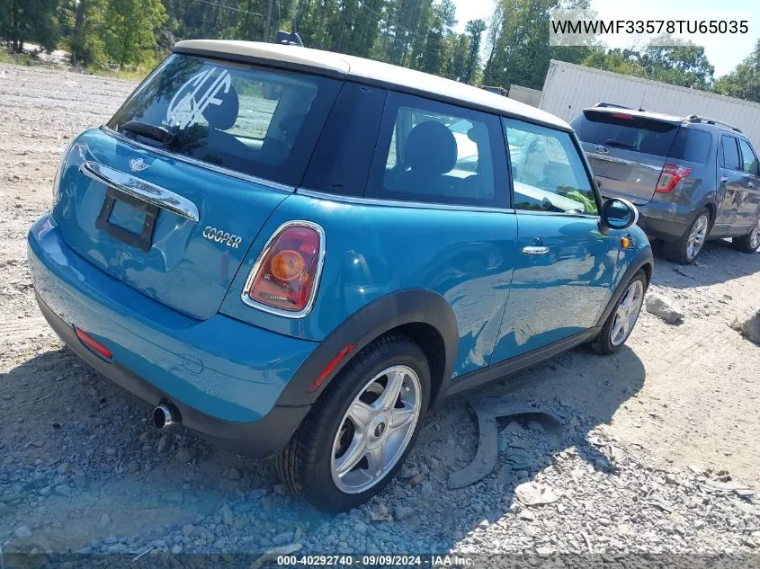 2008 Mini Cooper VIN: WMWMF33578TU65035 Lot: 40292740