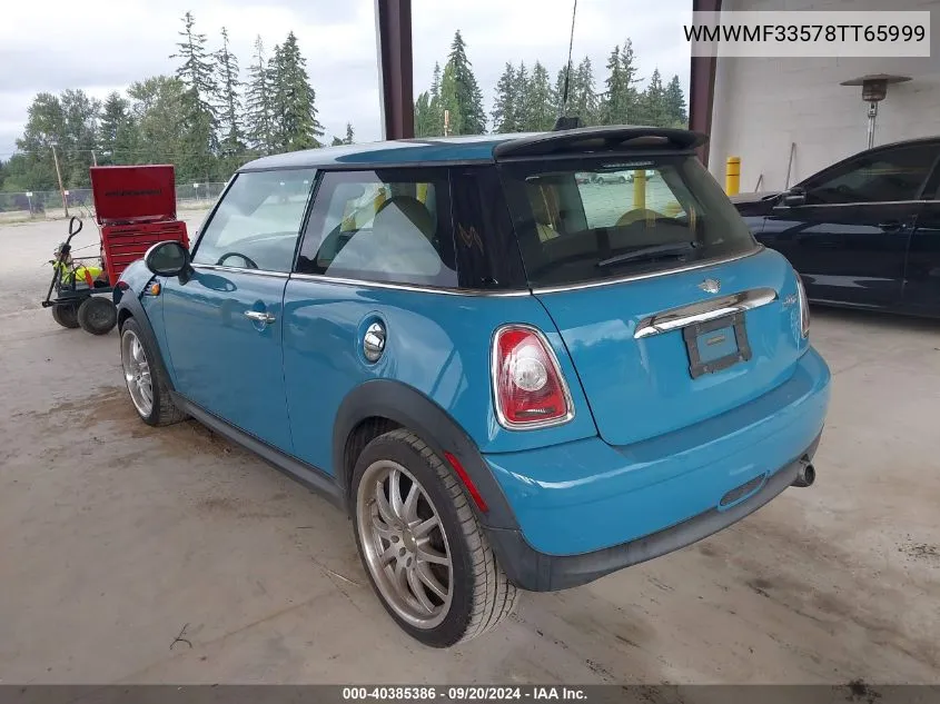 2008 Mini Cooper VIN: WMWMF33578TT65999 Lot: 40385386