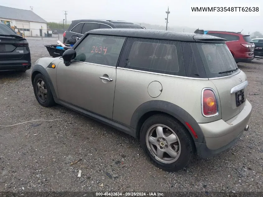 2008 Mini Cooper VIN: WMWMF33548TT62638 Lot: 40432634