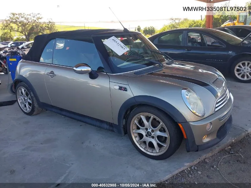 2008 Mini Cooper S S VIN: WMWRH33508TL97502 Lot: 40532985