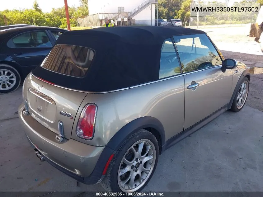 2008 Mini Cooper S S VIN: WMWRH33508TL97502 Lot: 40532985