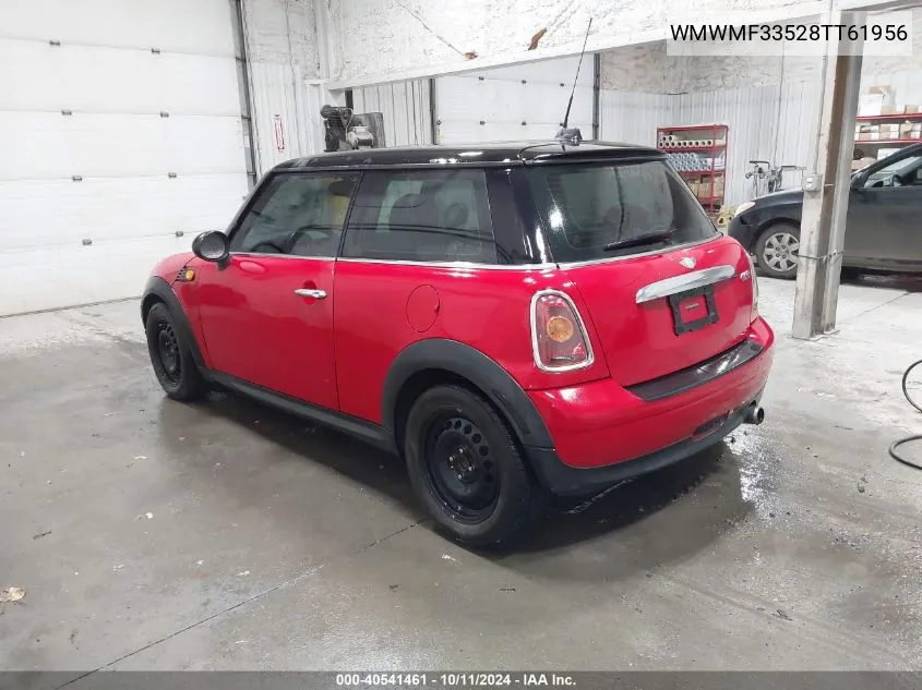 2008 Mini Cooper VIN: WMWMF33528TT61956 Lot: 40541461