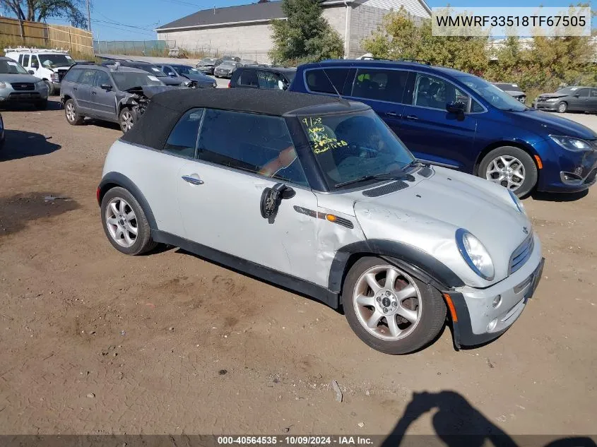 2008 Mini Cooper VIN: WMWRF33518TF67505 Lot: 40564535