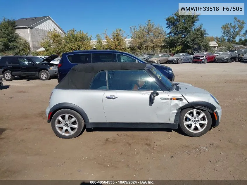 2008 Mini Cooper VIN: WMWRF33518TF67505 Lot: 40564535