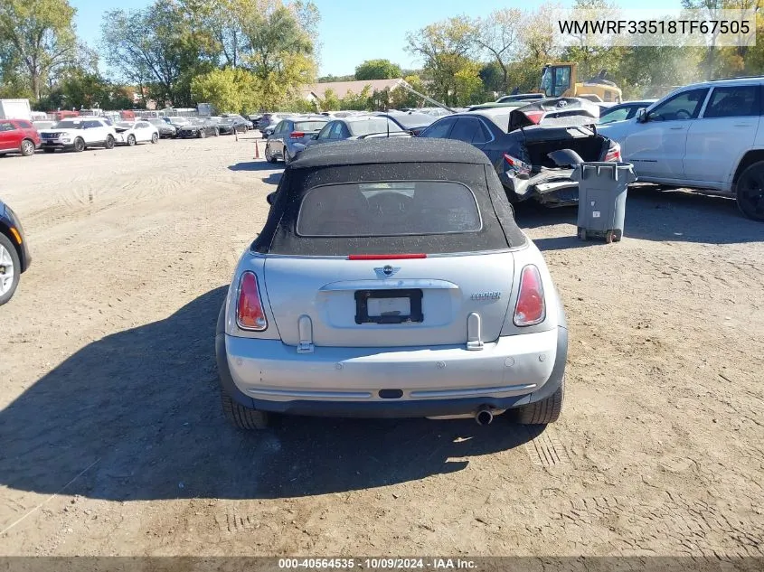 2008 Mini Cooper VIN: WMWRF33518TF67505 Lot: 40564535