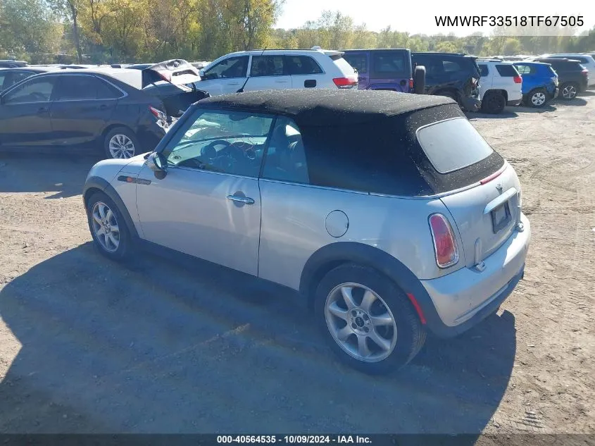 2008 Mini Cooper VIN: WMWRF33518TF67505 Lot: 40564535