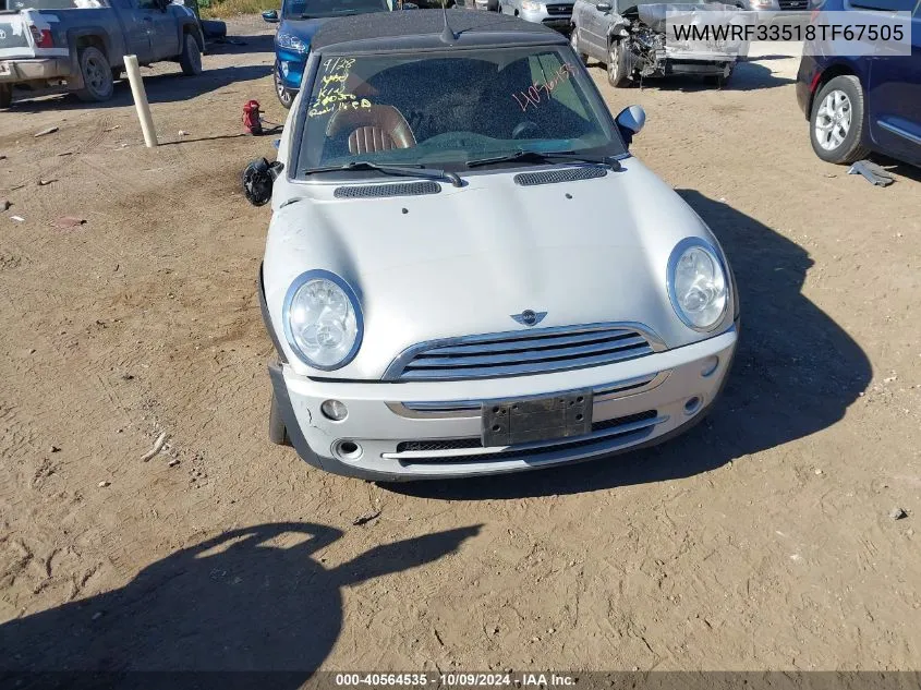 2008 Mini Cooper VIN: WMWRF33518TF67505 Lot: 40564535