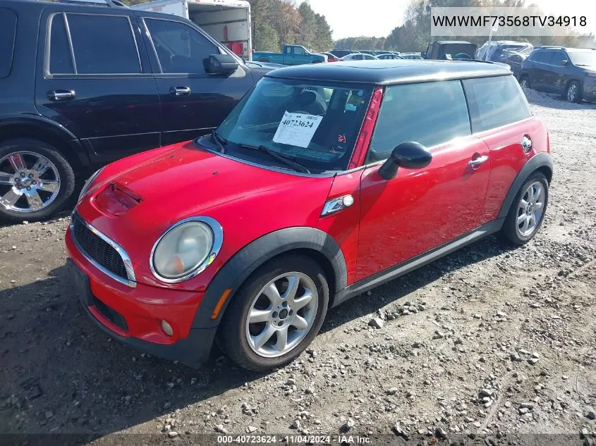 2008 Mini Cooper S VIN: WMWMF73568TV34918 Lot: 40723624