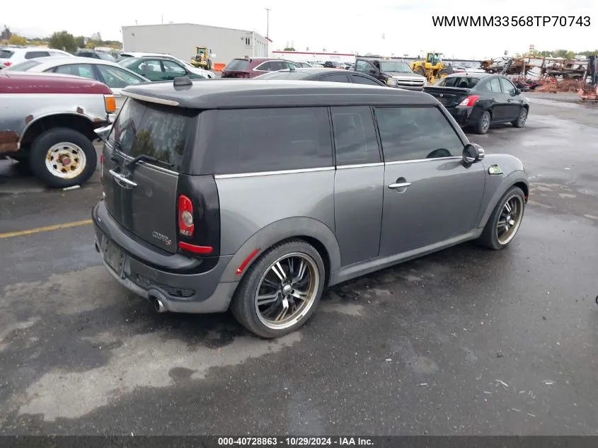 2008 Mini Cooper S Clubman VIN: WMWMM33568TP70743 Lot: 40728863