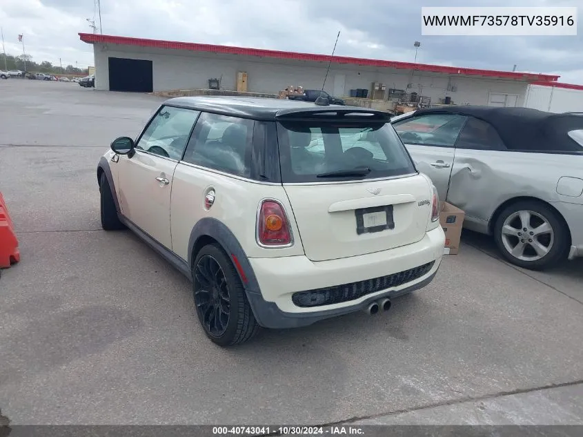 2008 Mini Cooper S VIN: WMWMF73578TV35916 Lot: 40743041